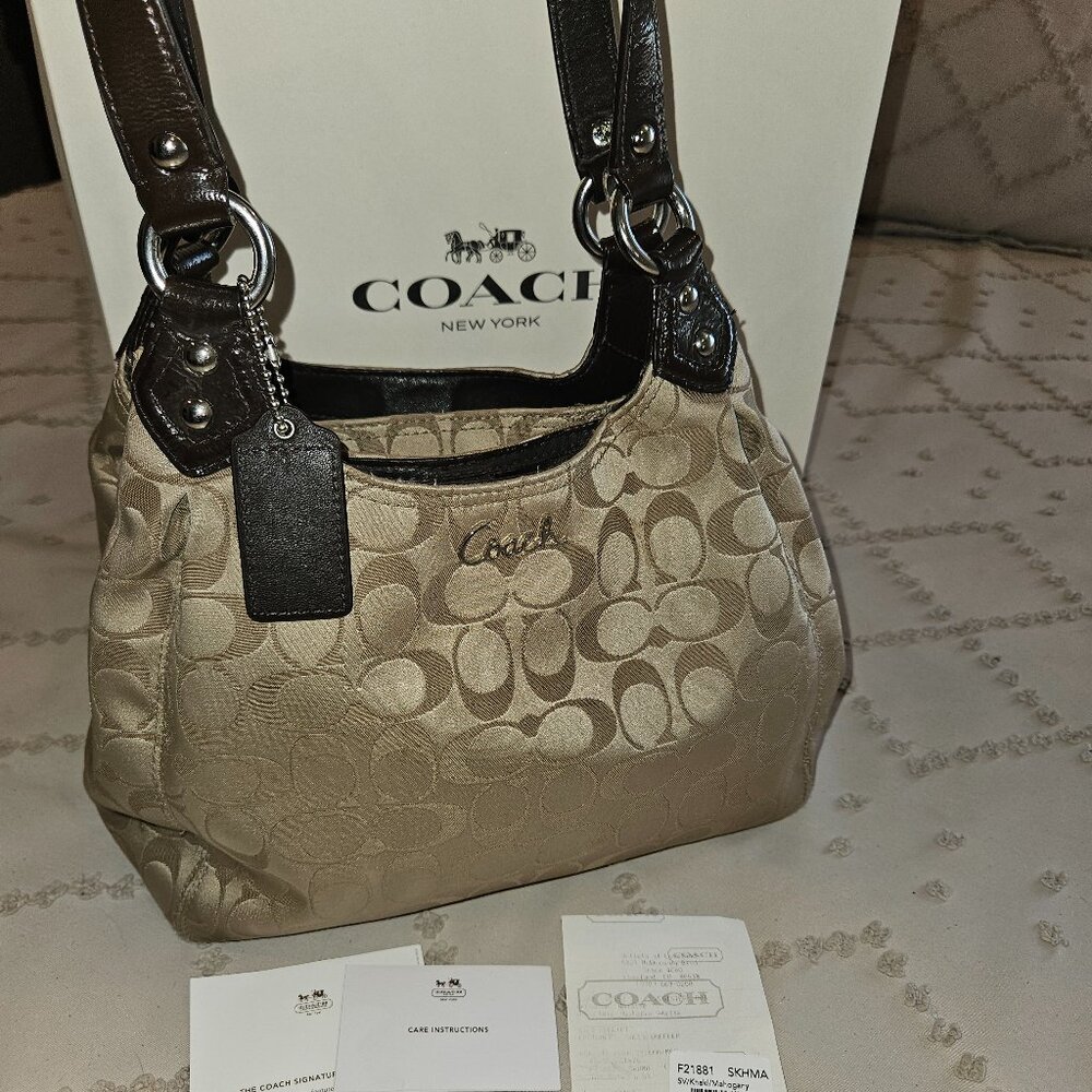 Coach Signature Ashley Shoulder Bag Hobo F21881 AUTHENTIC